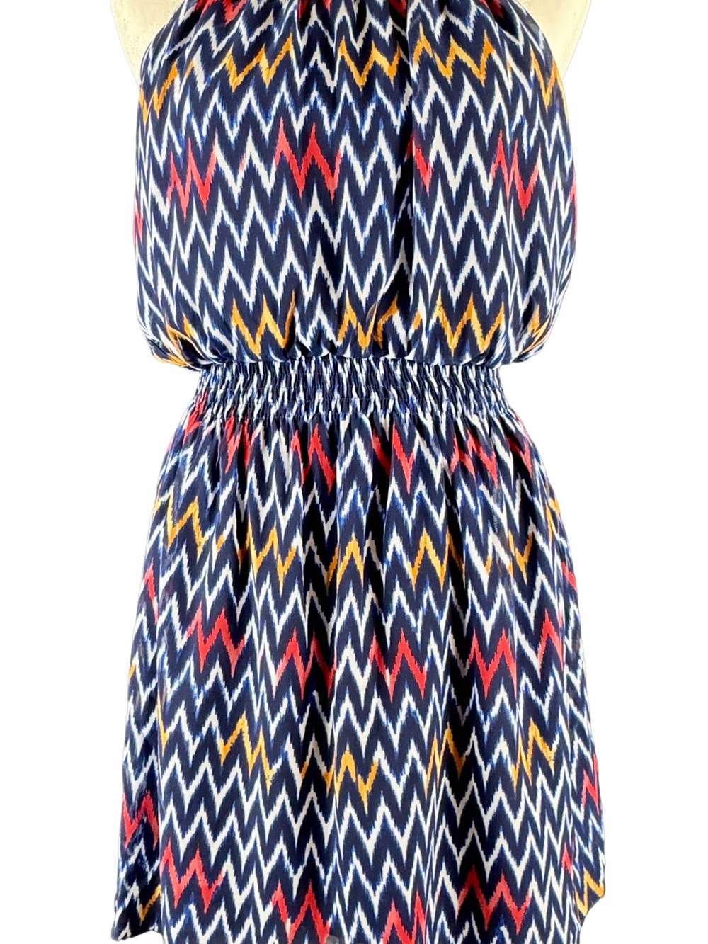 Sweet Storm Navy Dress with Red and Yellow Accents